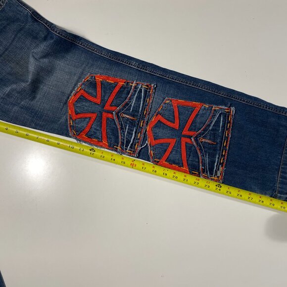 Vintage Diesel Industry Cross/Skull Motif Relaxed Fit Jeans men's size 32x30.5 - Picture 10 of 11